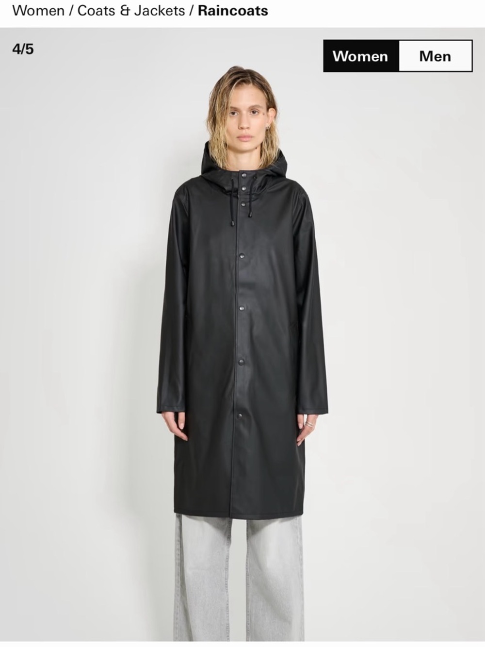 Stockholm Long Raincoat Black Hooded Raincoat - Minimal Waterproof NWT M